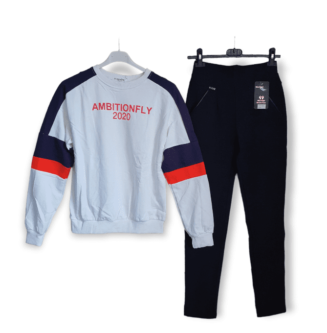 Dames sportpak set van broek en sweater- zijzakken - thuispak - training - Maat 38/40