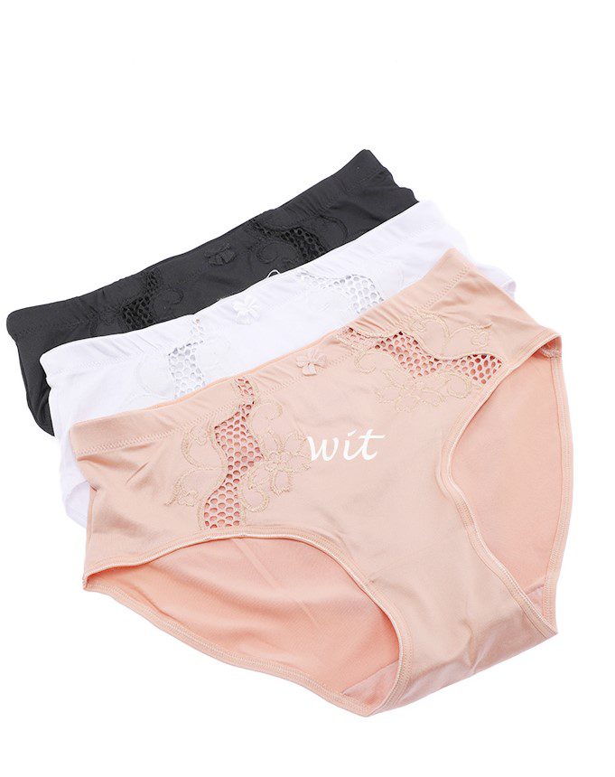 2 stuks Elegante dames slips met kant decoratie - maat L - kleur WIT