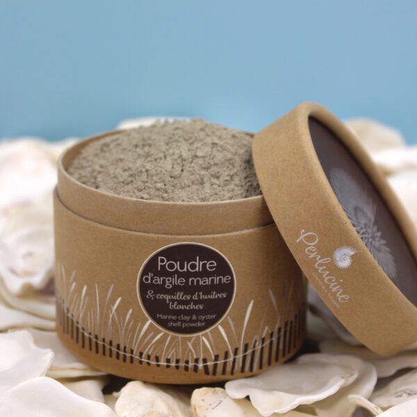 Luxurieuze biologische Marine klei poeder met witte oesterschelpen - gezicht masker maken - verjongt - zuivert de huid 200gr - Afbeelding 2