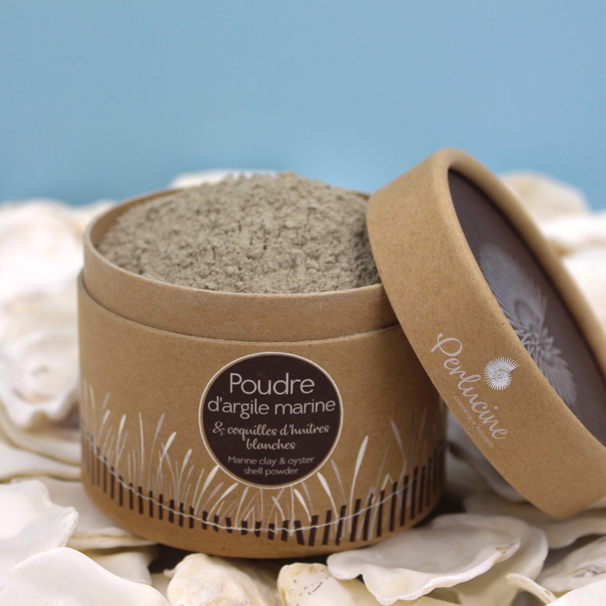 Luxurieuze biologische Marine klei poeder met witte oesterschelpen - gezicht masker maken - verjongt - zuivert de huid 200gr