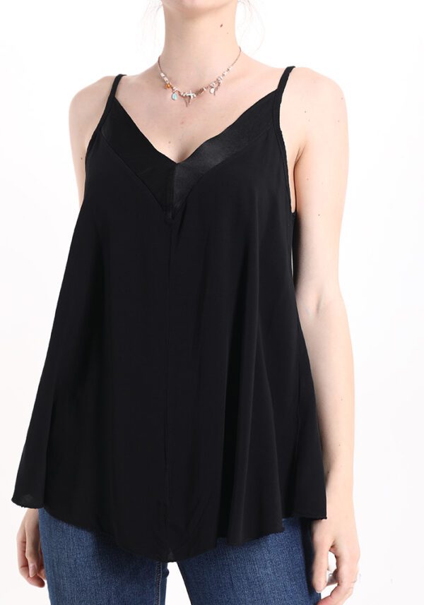 Zomer spaghetti tank top, kleur ZWART, viscose luchtige zomer topje, maat S/M