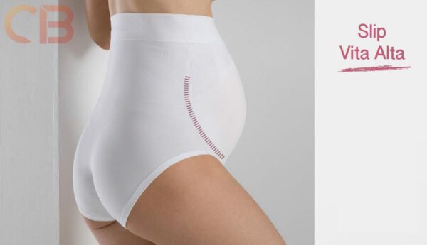 Elastische zwangerschap slip met hoge talie, kleur WIT, MAAT L/XL