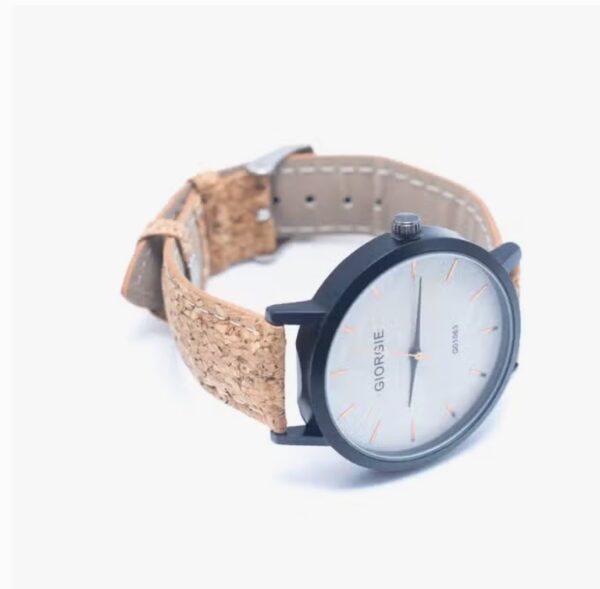 Ecologische Horloge met puur kurk band - licht gemarmerde wijzerplaat - unisex - milieuvriendelijk -  WA-318 - Afbeelding 3