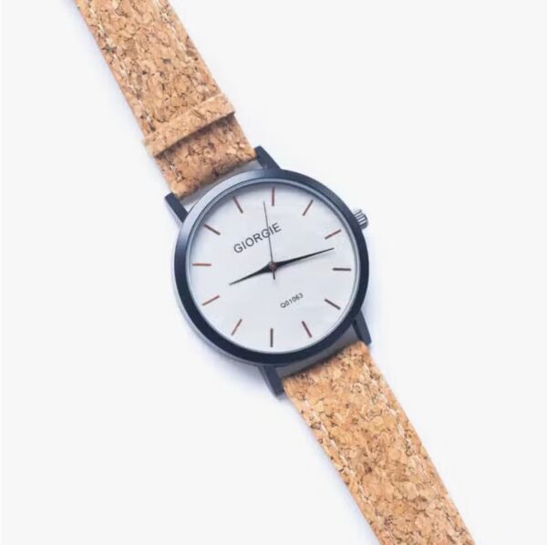 Ecologische Horloge met puur kurk band - licht gemarmerde wijzerplaat - unisex - milieuvriendelijk -  WA-318 - Afbeelding 2