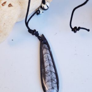 Handgemaakte Edelsteen ketting agaat met vis fossiel voor heren, mannen