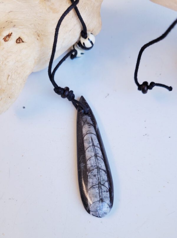 Handgemaakte Edelsteen ketting agaat met vis fossiel voor heren, mannen - Afbeelding 2