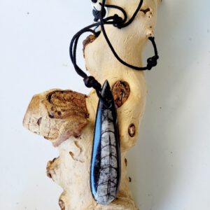 Handgemaakte Edelsteen ketting agaat met vis fossiel voor heren, mannen