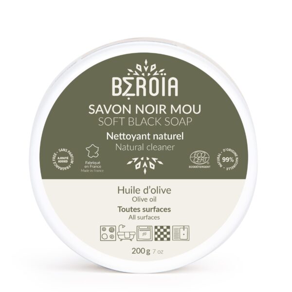 Biologische en duurzame Zwarte zeeppasta 100% met olijfolie - reinigt en ontvet - voor keuken - badkamer  200gr - Afbeelding 2